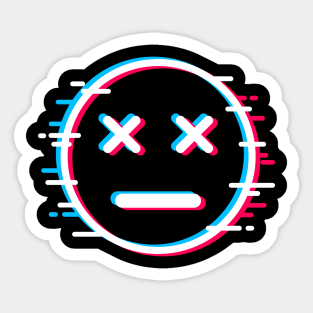 Glitch Face Dead Meh Sticker